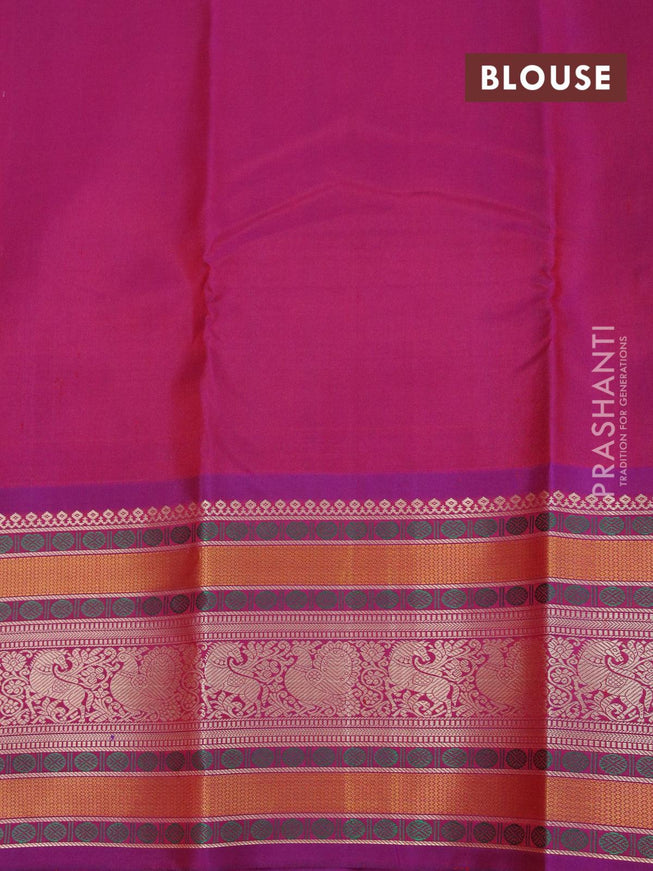 Pure kanjivaram silk saree dual shade of maroonish green and dual shade of purple with thread woven buttas and thread woven border - {{ collection.title }} by Prashanti Sarees