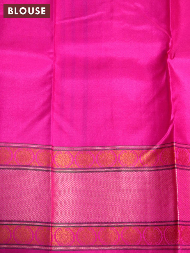Pure kanjivaram silk saree dual shade of pink with plain body and simple border - {{ collection.title }} by Prashanti Sarees