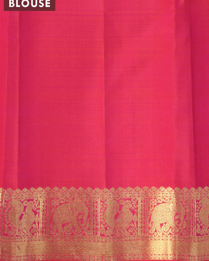 Pure kanjivaram silk saree dual shade of pinkish orange with zari woven buttas and zari woven border - {{ collection.title }} by Prashanti Sarees