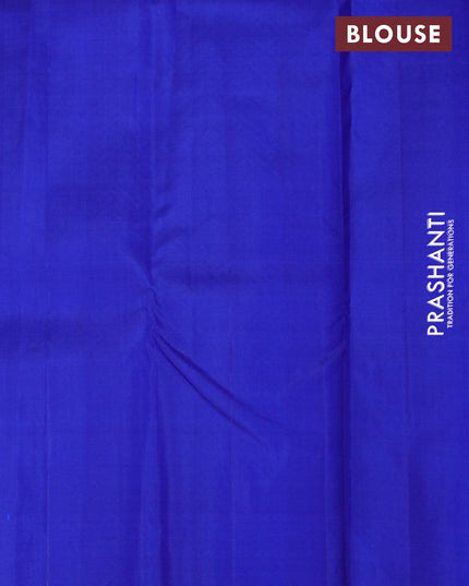 Pure kanjivaram silk saree dual shade of purple and blue with half & half style and long zari woven border - {{ collection.title }} by Prashanti Sarees