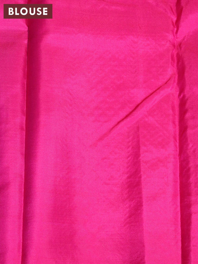 Pure kanjivaram silk saree green and pink with zari woven buttas in borderless style - {{ collection.title }} by Prashanti Sarees
