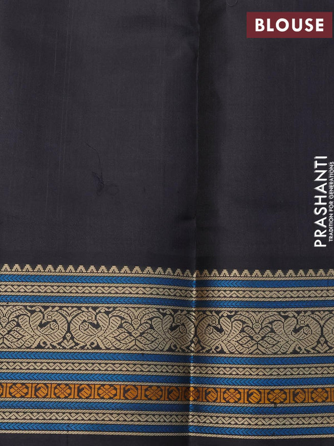 Pure kanjivaram silk saree grey and black with thread woven buttas and thread woven border zero zari - {{ collection.title }} by Prashanti Sarees
