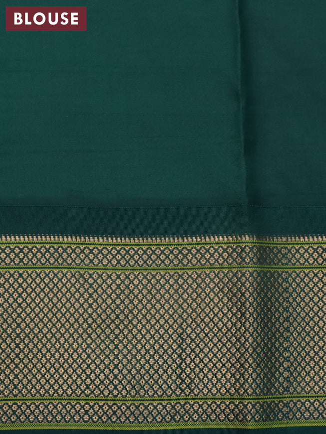 Pure kanjivaram silk saree grey and green with allover floral digital prints and zari woven border - {{ collection.title }} by Prashanti Sarees