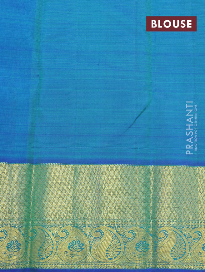 Pure kanjivaram silk saree light blue and blue with zari woven buttas and paisley zari woven border - {{ collection.title }} by Prashanti Sarees