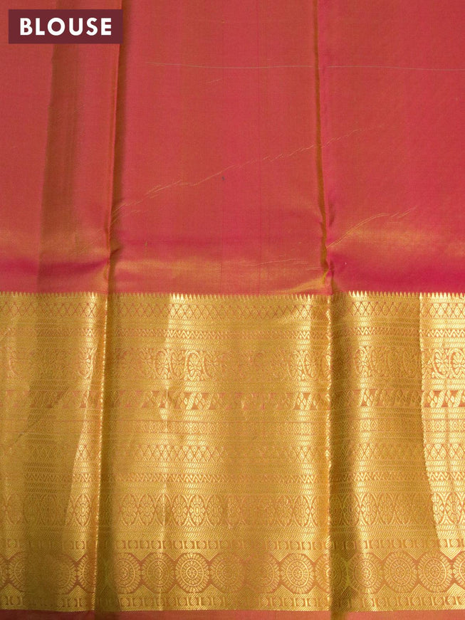 Pure kanjivaram silk saree light green and dual shade of pink with paisley zari woven buttas and long zari woven border - {{ collection.title }} by Prashanti Sarees