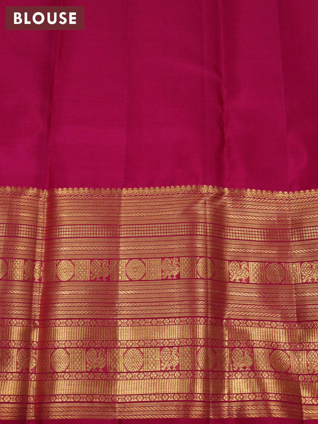 Pure kanjivaram silk saree light green and pink with allover zari weaves & buttas and long zari woven border - {{ collection.title }} by Prashanti Sarees