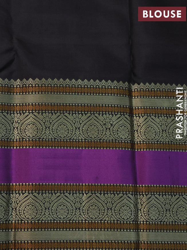 Pure kanjivaram silk saree maroon and black with thread woven buttas and long thread woven border zero zari - {{ collection.title }} by Prashanti Sarees