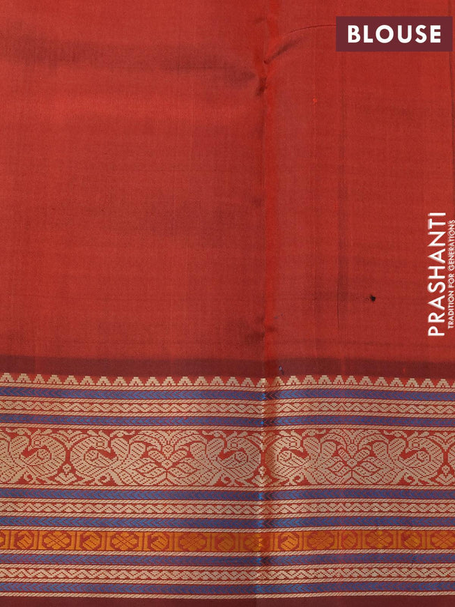 Pure kanjivaram silk saree mathulir green and maroon with thread woven buttas and thread woven border zero zari - {{ collection.title }} by Prashanti Sarees