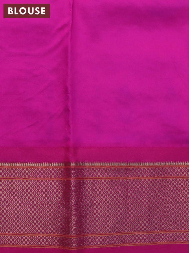 Pure kanjivaram silk saree pastel pink and pink with allover floral digital prints & zari buttas and zari woven border - {{ collection.title }} by Prashanti Sarees