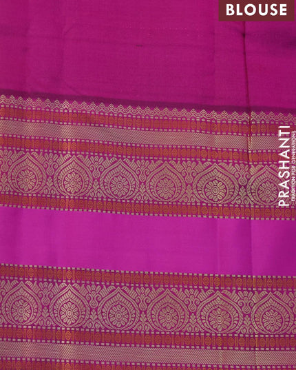 Pure kanjivaram silk saree pink and purple with thread woven buttas and long thread woven border zero zari - {{ collection.title }} by Prashanti Sarees