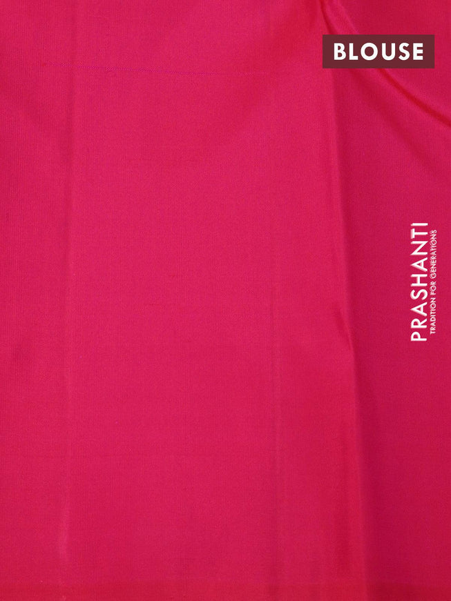 Pure kanjivaram silk saree pink with plain body and rich zari woven border - {{ collection.title }} by Prashanti Sarees