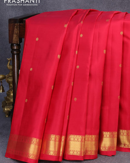 Pure kanjivaram silk saree pink with zari woven buttas and zari woven border - {{ collection.title }} by Prashanti Sarees