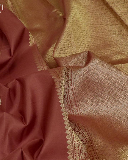 Pure kanjivaram silk saree rustic orange with zari woven buttas and long rich zari woven border - {{ collection.title }} by Prashanti Sarees