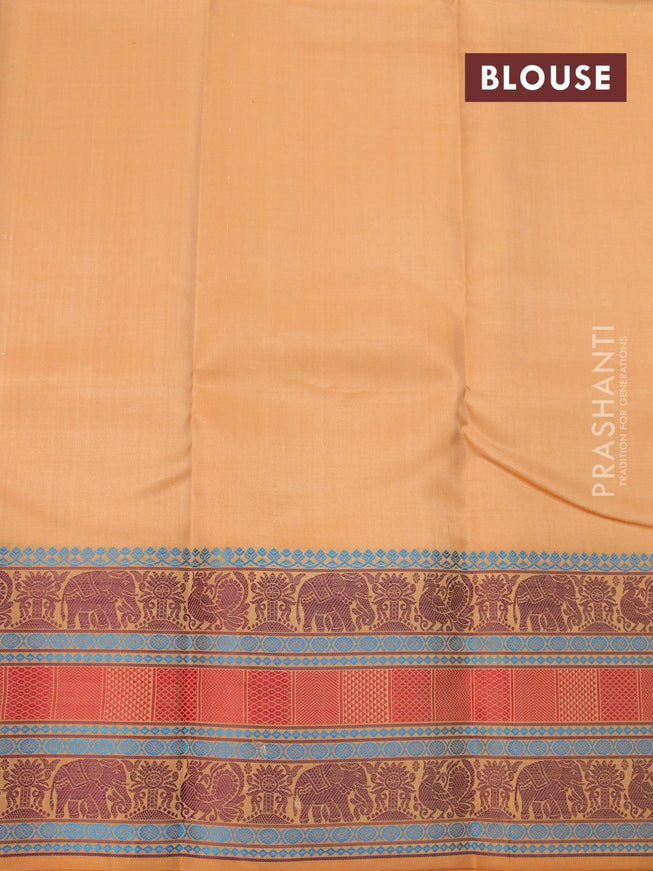 Pure kanjivaram silk saree sandal with thread woven buttas and thread woven border - {{ collection.title }} by Prashanti Sarees