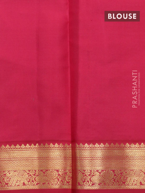 Pure kanjivaram silk saree teal blue and pink with allover zari weaves & buttas and zari woven korvai border - {{ collection.title }} by Prashanti Sarees