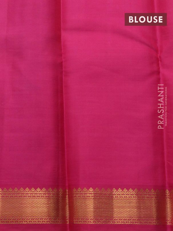Pure kanjivaram silk saree teal blue and pink with zari woven buttas and zari woven korvai border - {{ collection.title }} by Prashanti Sarees