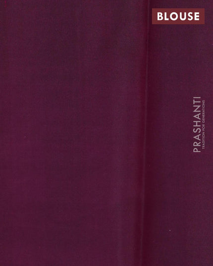 Pure kanjivaram silk saree teal blue and wine shade with allover silver zari weaves in borderless style - {{ collection.title }} by Prashanti Sarees