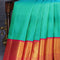 Pure kanjivaram silk saree teal green and pink with allover zari woven butta weaves and long zari woven border - {{ collection.title }} by Prashanti Sarees