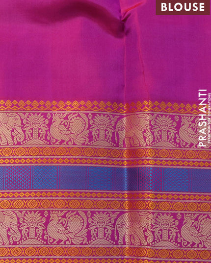 Pure kanjivaram silk saree violet and dual shade of purple with thread woven buttas and thread woven border zero zari - {{ collection.title }} by Prashanti Sarees