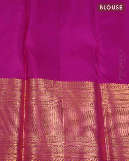 Pure kanjivaram silk saree yellow and pink with allover zari weaves and long zari woven border - {{ collection.title }} by Prashanti Sarees