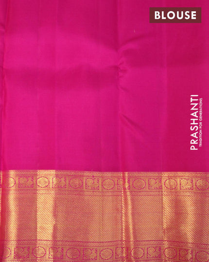 Pure kanjivaram silk saree yellow and pink with paisley zari woven buttas and zari woven border - {{ collection.title }} by Prashanti Sarees