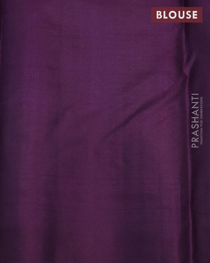 Pure kanjivaram silk saree yellow teal blue and deep purple with paalum pazhamum check in borderless style - {{ collection.title }} by Prashanti Sarees
