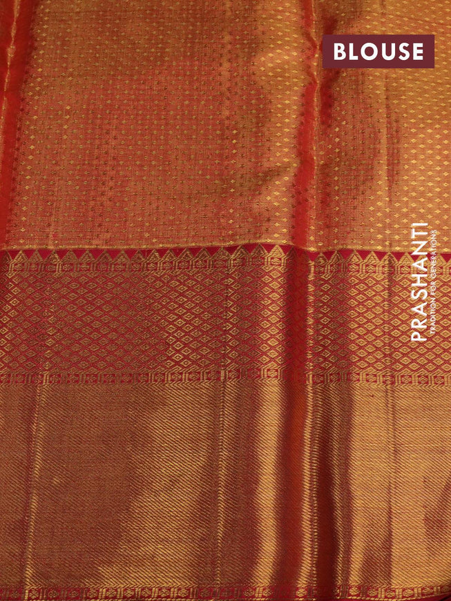 Pure kanjivaram tissue silk saree dual shade of gold and pink with allover zari woven brocade weaves and long zari woven border Tissue - {{ collection.title }} by Prashanti Sarees