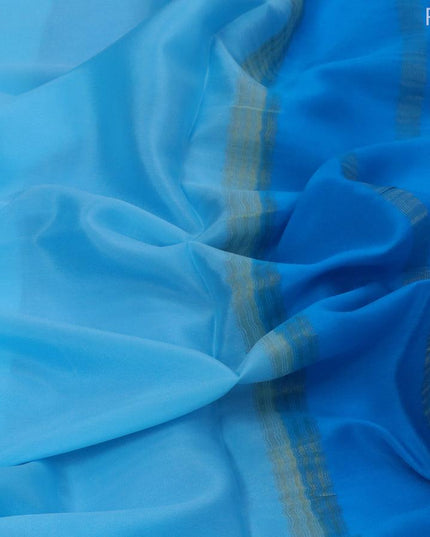 Pure mysore silk saree light blue and with plain body and zari woven border - {{ collection.title }} by Prashanti Sarees