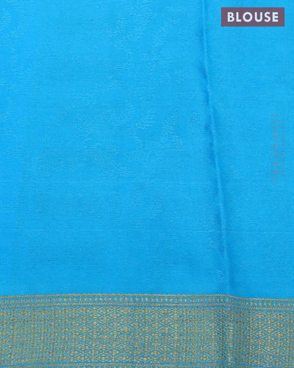 Pure mysore silk saree light pink and light blue with allover self emboss & zari buttas and zari woven border - {{ collection.title }} by Prashanti Sarees