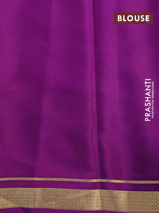 Pure mysore silk saree light pink with allover zari woven stripes pattern and ganga jamuna border - {{ collection.title }} by Prashanti Sarees