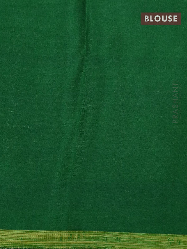 Pure mysore silk saree maroon and green with allover floral zari woven brocade weaves and long zari woven border - {{ collection.title }} by Prashanti Sarees