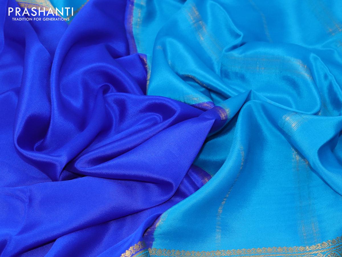 Plain Blue Premium Satin Silk Saree With Belt at Rs 1200/piece in Balotra |  ID: 24640004191
