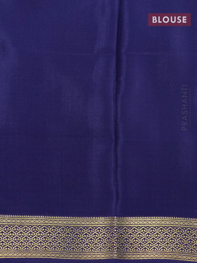 Pure mysore silk saree teal blue and blue with allover zari checked pattern and zari woven border - {{ collection.title }} by Prashanti Sarees