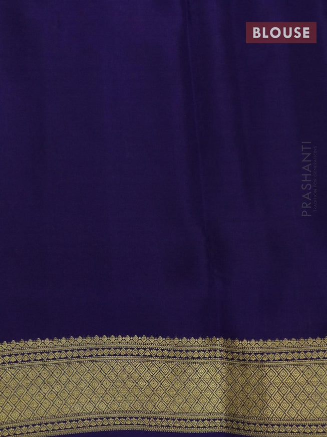 Pure mysore silk saree teal blue and blue with allover zari checks & buttas and zari woven border - {{ collection.title }} by Prashanti Sarees