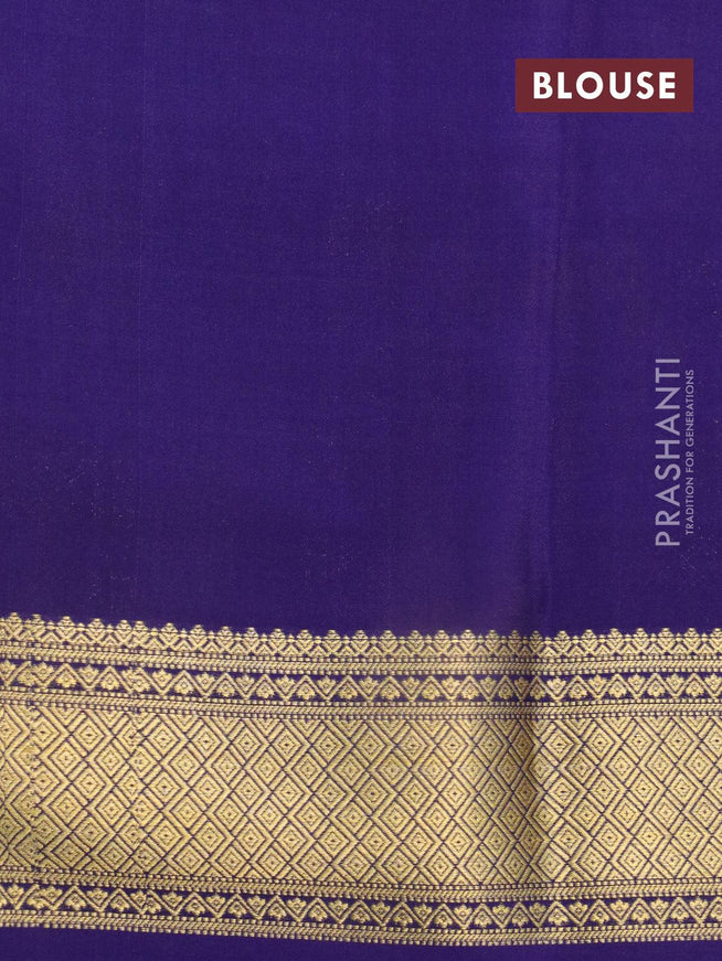 Pure mysore silk saree teal green and blue with allover zari checks & buttas and zari woven border - {{ collection.title }} by Prashanti Sarees