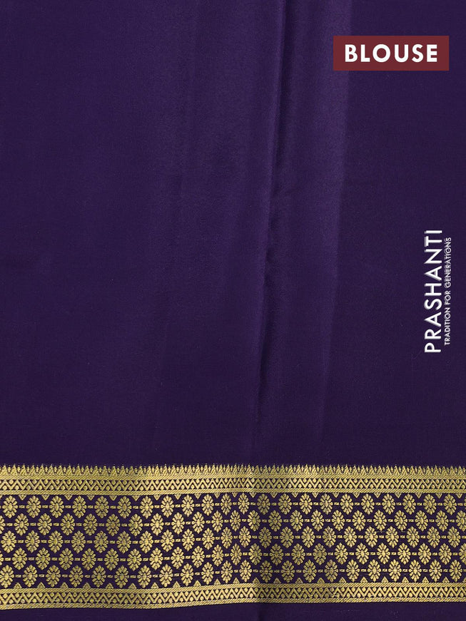Pure mysore silk saree teal green and dark blue with allover zari woven stripes pattern and zari woven border - {{ collection.title }} by Prashanti Sarees