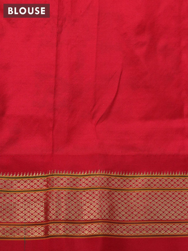 Pure paithani silk saree grey and red with annam zari woven buttas and zari woven border - {{ collection.title }} by Prashanti Sarees