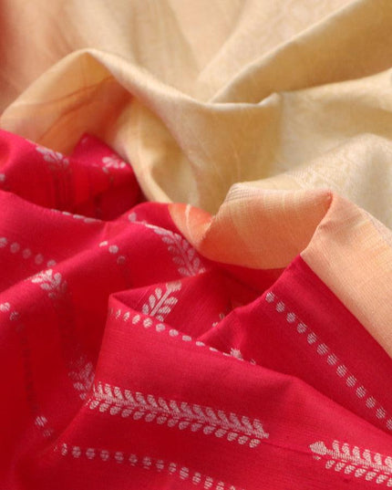 Pure raw silk saree pink and sandal with silver zari woven buttas and silver zari woven border - {{ collection.title }} by Prashanti Sarees