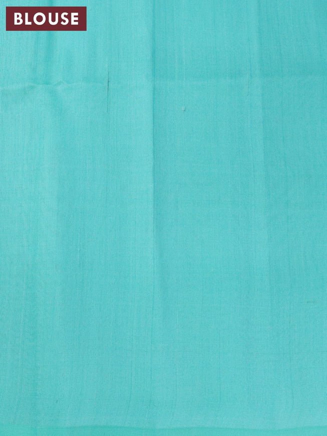 Pure raw silk saree royal blue and teal blue with allover silver zari weaves in borderless style - {{ collection.title }} by Prashanti Sarees