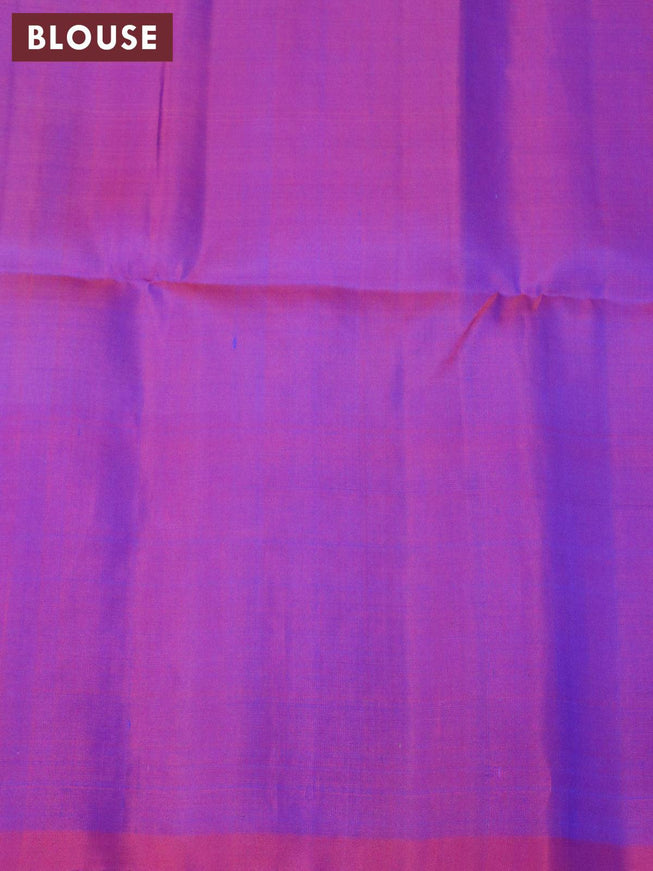 Pure soft silk saree cs blue and dual shade of bluish red with allover silver zari weaves & buttas and rich zari woven border - {{ collection.title }} by Prashanti Sarees