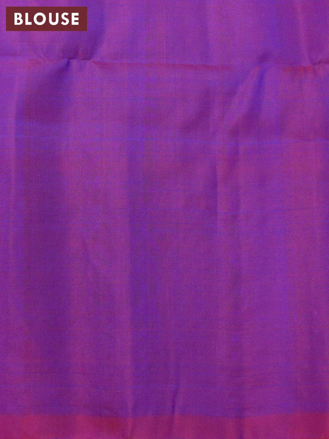 Pure soft silk saree dual shade of blue and dual shade of purple with allover zari weaves & buttas and zari woven border - {{ collection.title }} by Prashanti Sarees