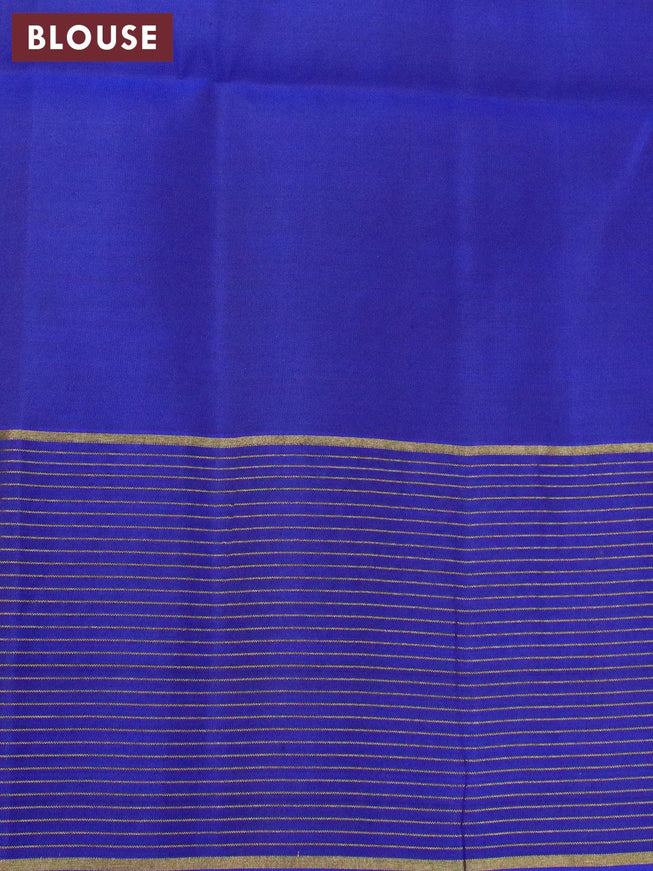 Pure soft silk saree dual shade of mustard yellow and blue with plain body and zari woven checked border - {{ collection.title }} by Prashanti Sarees