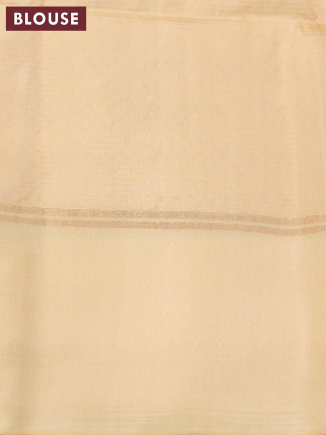 Pure soft silk saree dual shade of pink and sandal with allover silver & copper zari weaves and copper zari woven simple border - {{ collection.title }} by Prashanti Sarees