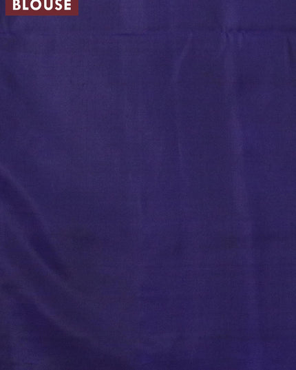 Pure soft silk saree fluorescent green and dark blue with allover small zari checked pattern and rich zari woven border - {{ collection.title }} by Prashanti Sarees