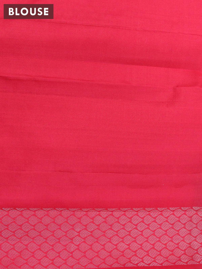 Pure soft silk saree green and dual shade of pink with allover silver zari weaves and rich silver zari woven border - {{ collection.title }} by Prashanti Sarees