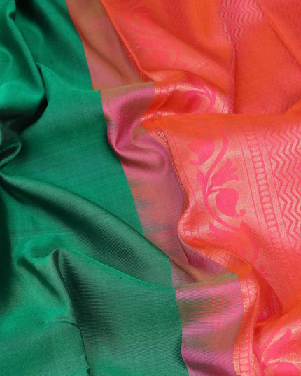 Pure soft silk saree green and dual shade of pink with zari woven buttas and zari woven butta border - {{ collection.title }} by Prashanti Sarees