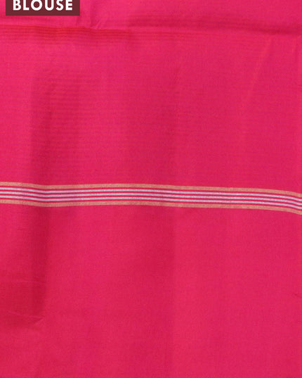 Pure soft silk saree green and pink with silver & gold zari weaves and zari woven simple border - {{ collection.title }} by Prashanti Sarees