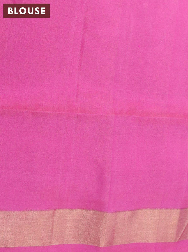 Pure soft silk saree green shade and light pink with floral zari woven buttas and zari woven border - {{ collection.title }} by Prashanti Sarees