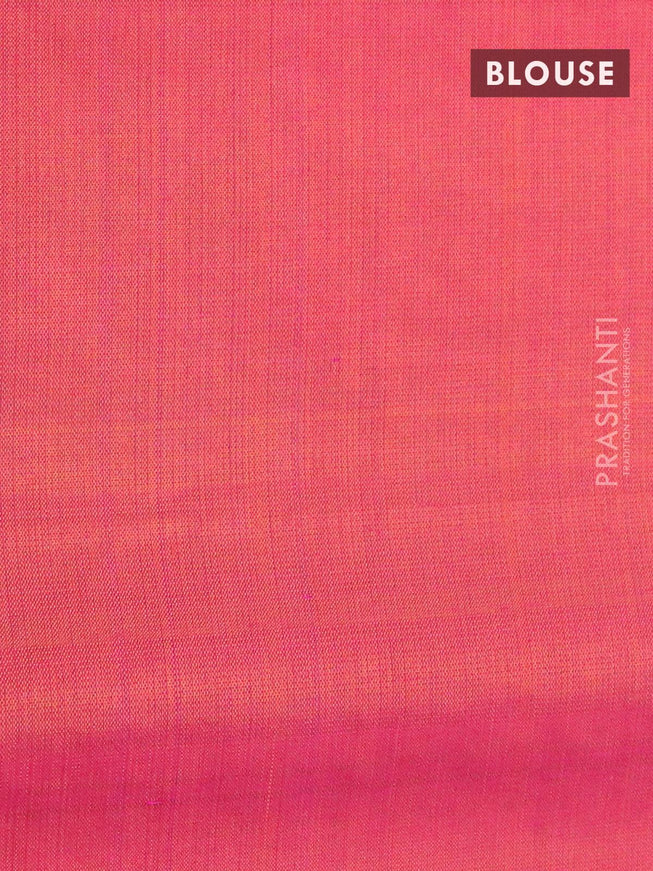 Pure soft silk saree light blue and dual shade of pinkish orange with silver & gold zari woven buttas in borderless style - {{ collection.title }} by Prashanti Sarees