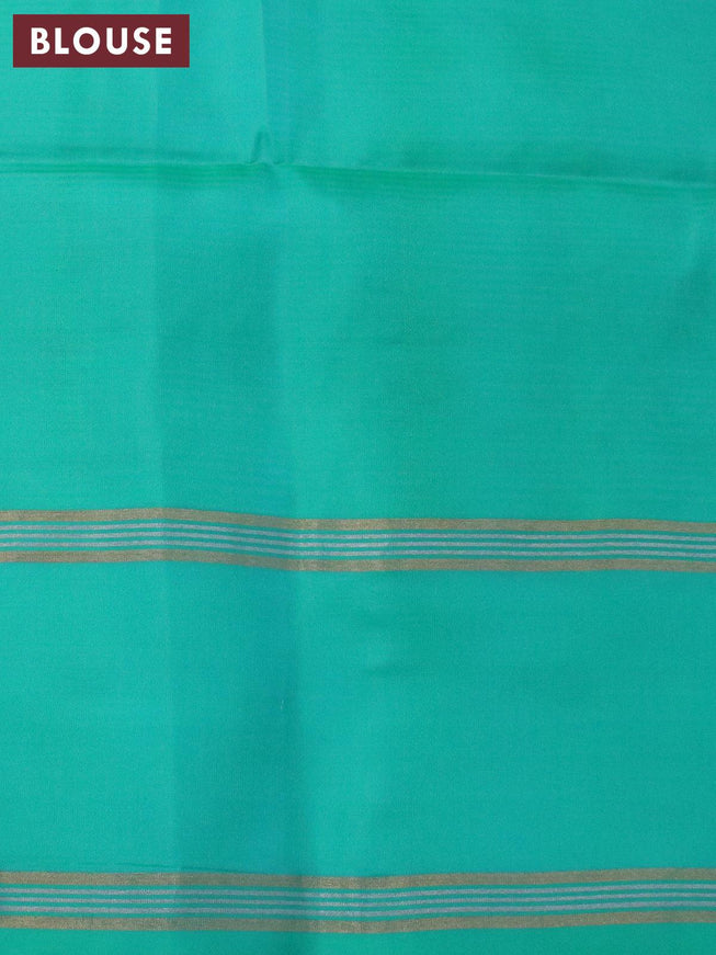 Pure soft silk saree light pink and teal blue with allover silver & gold zari weaves and rettapet zari woven border - {{ collection.title }} by Prashanti Sarees